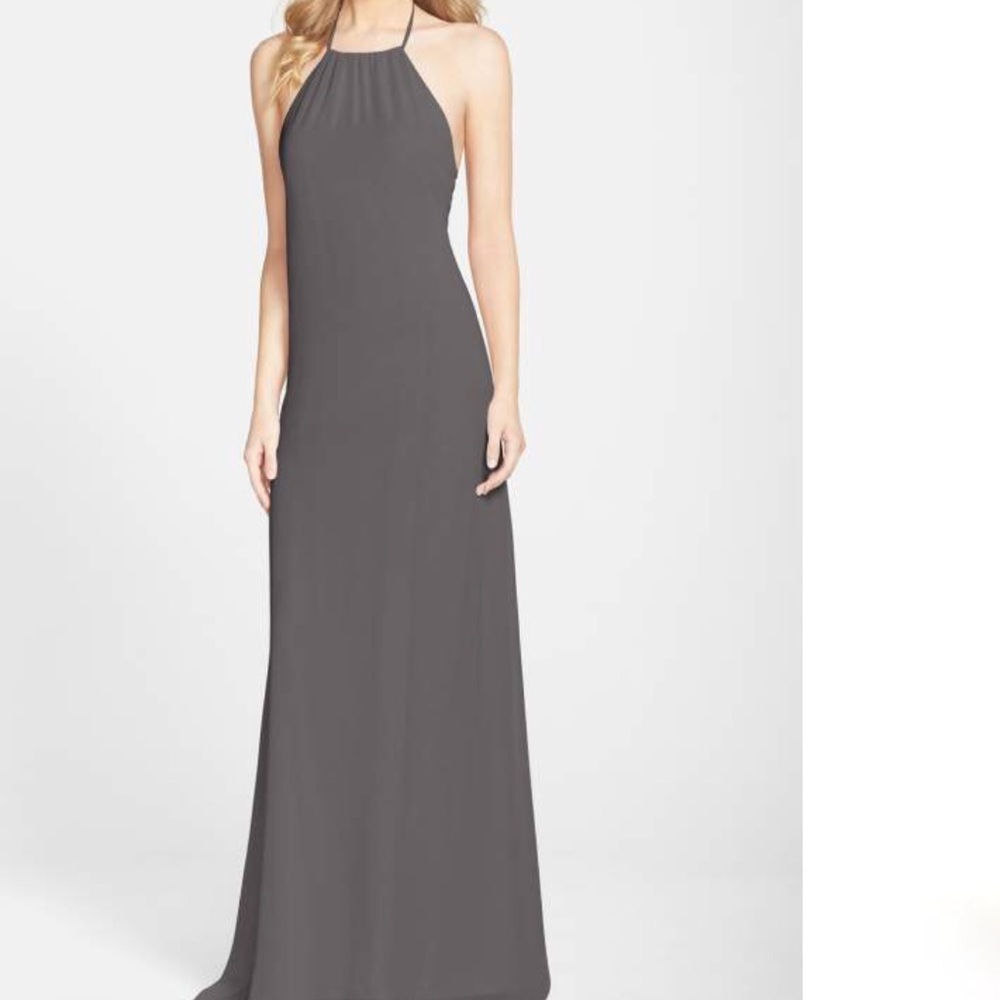 Amsale ‘Jordan’ open back halter gown